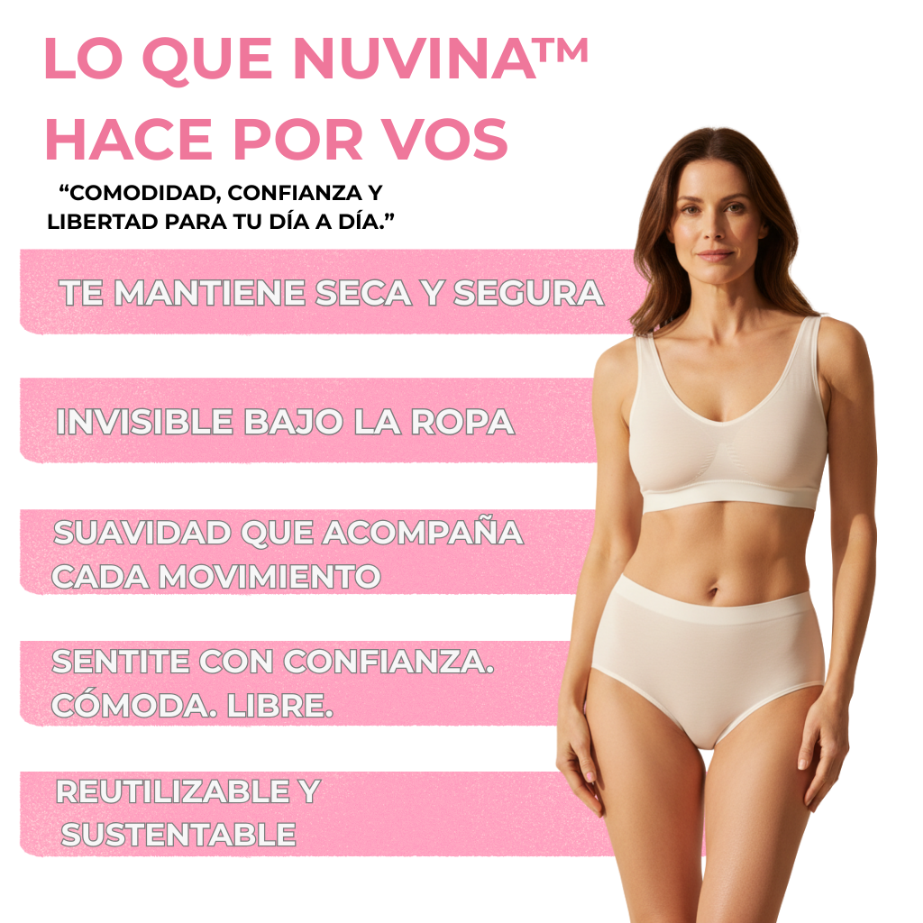 NUVINA™ | tu ropa interior antifugas, cómoda Y segura.