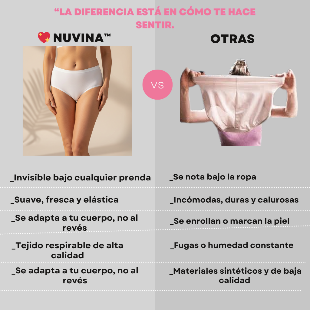 NUVINA™ | tu ropa interior antifugas, cómoda Y segura.
